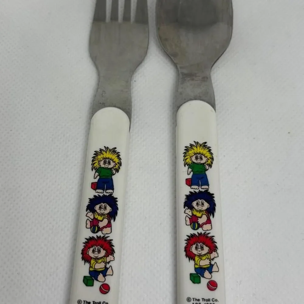 Vintage 1992 Norfin Trolls Fork & Spoon Set • The Troll Co. Retro 90s